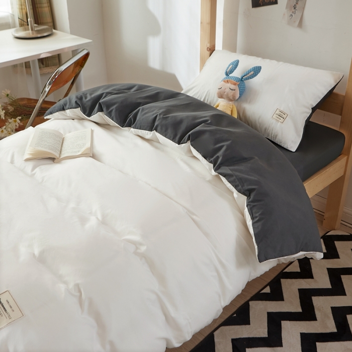 91家纺网 家纺一手货源 找家纺 水墨江南 2022新款学生三件套 白+灰