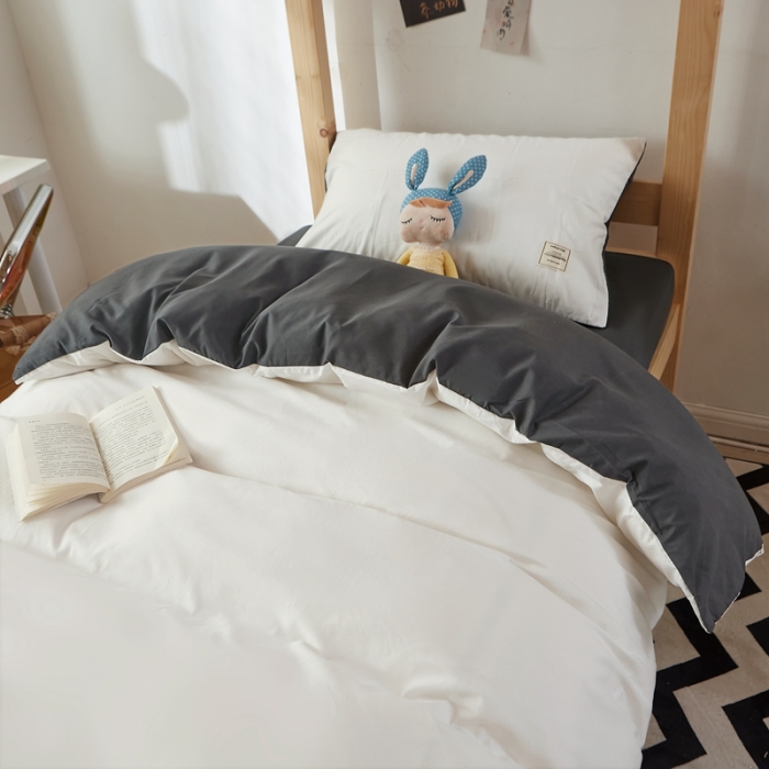 91家纺网 家纺一手货源 找家纺 水墨江南 2022新款学生三件套 白+灰