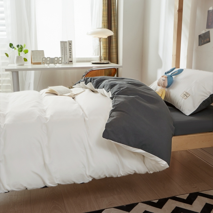 91家纺网 家纺一手货源 找家纺 水墨江南 2022新款学生三件套 白+灰