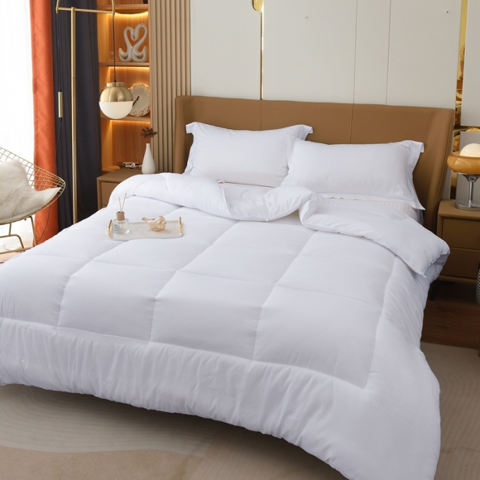 91家纺网 家纺一手货源 找家纺 德芙2023纯色简约酒店风被芯整张羽丝棉春秋被保暖冬被 白色