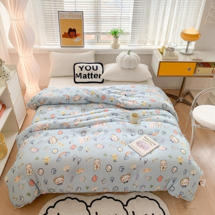 91家纺网 家纺一手货源 找家纺 2022新款针织棉夏被春秋被冬被 彩虹熊-蓝