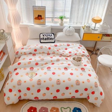 91家纺网 家纺一手货源 找家纺 2022新款针织棉夏被春秋被冬被 草莓女孩