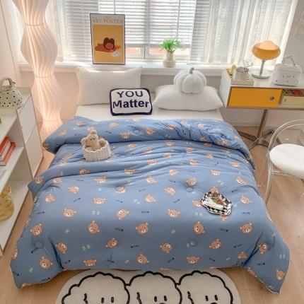 91家纺网 家纺一手货源 找家纺 2022新款针织棉夏被春秋被冬被 可爱熊-蓝