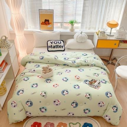 91家纺网 家纺一手货源 找家纺 2022新款针织棉夏被春秋被冬被 小萌狗-绿