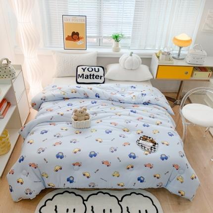 91家纺网 家纺一手货源 找家纺 2022新款针织棉夏被春秋被冬被 小汽车-蓝