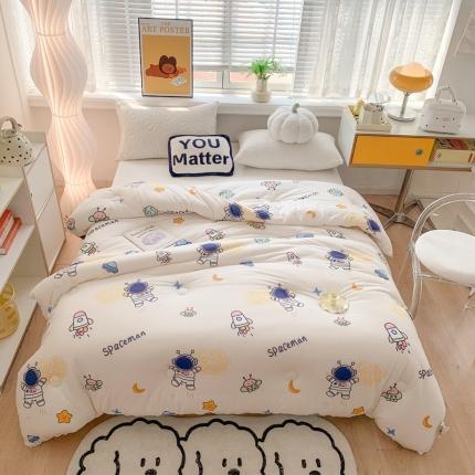 91家纺网 家纺一手货源 找家纺 2022新款针织棉夏被春秋被冬被 宇航员-白