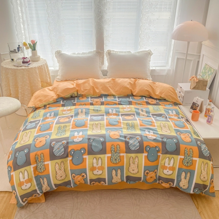 91家纺网 家纺一手货源 找家纺 黑马家居新款全棉印花喷气12868套件-单被套安妮兔