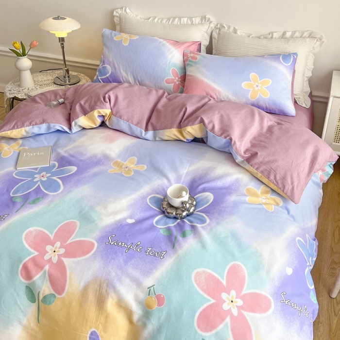 91家纺网 家纺一手货源 找家纺 黑马家居新款全棉印花喷气12868套件-单被套莫奈花