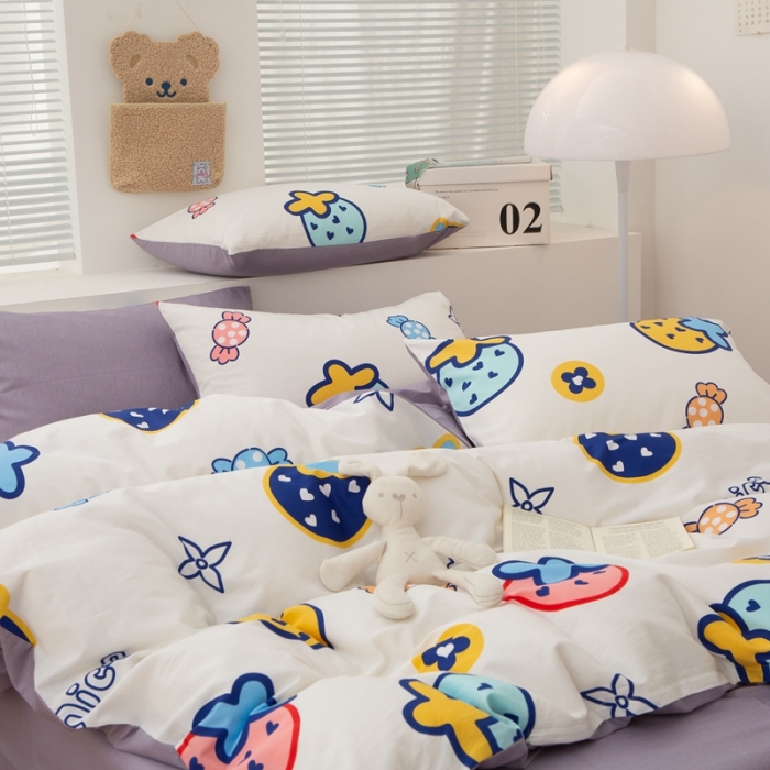 91家纺网 家纺一手货源 找家纺 黑马家居新款全棉印花喷气12868套件-单被套花韵