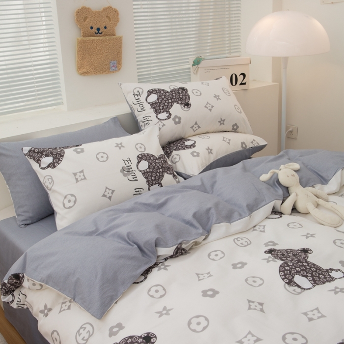 91家纺网 家纺一手货源 找家纺 黑马家居新款全棉印花喷气12868套件-单被套粉黛