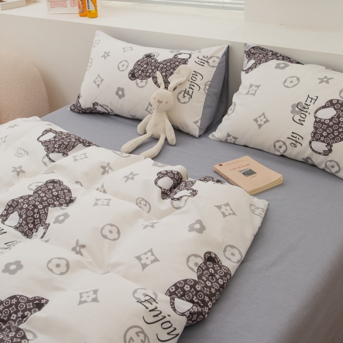 91家纺网 家纺一手货源 找家纺 黑马家居新款全棉印花喷气12868套件-单被套粉黛