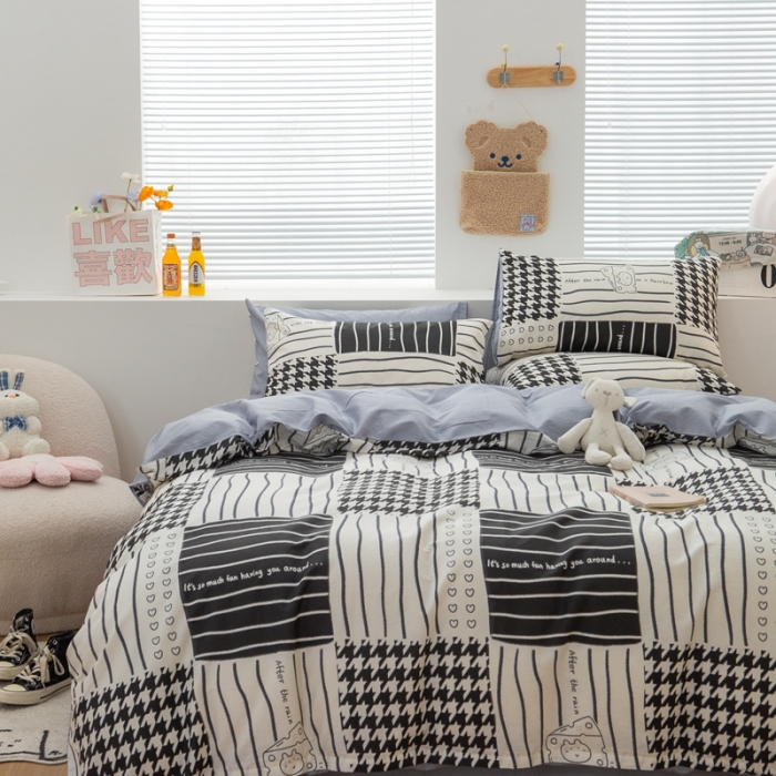 91家纺网 家纺一手货源 找家纺 黑马家居新款全棉印花喷气12868套件-单被套雅卉