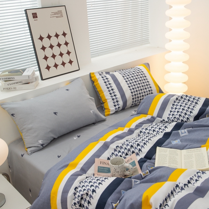 91家纺网 家纺一手货源 找家纺 黑马家居新款全棉印花喷气12868套件-单被套幽雅