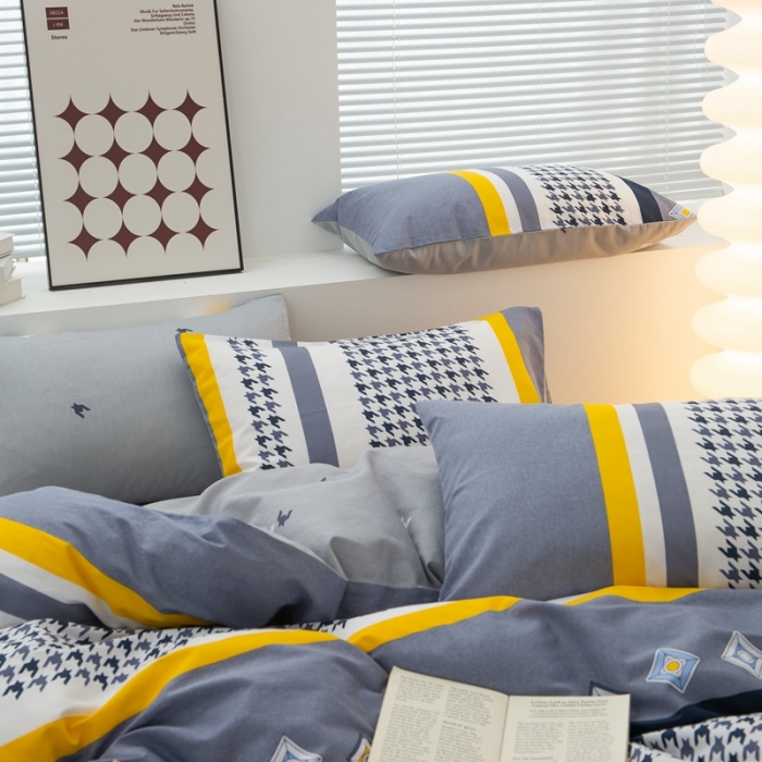 91家纺网 家纺一手货源 找家纺 黑马家居新款全棉印花喷气12868套件-单被套幽雅