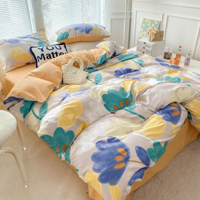 91家纺网 家纺一手货源 找家纺 黑马家居新款全棉印花喷气12868套件-单被套叶语