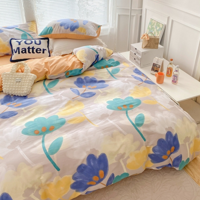 91家纺网 家纺一手货源 找家纺 黑马家居新款全棉印花喷气12868套件-单被套叶语