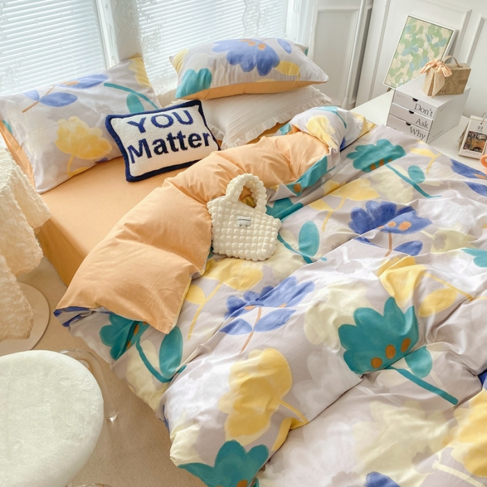 91家纺网 家纺一手货源 找家纺 黑马家居新款全棉印花喷气12868套件-单被套叶语