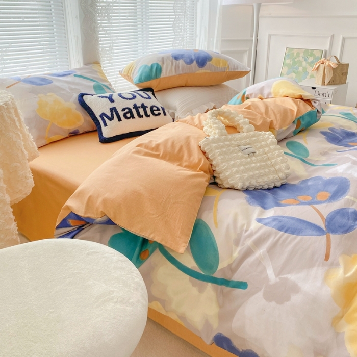 91家纺网 家纺一手货源 找家纺 黑马家居新款全棉印花喷气12868套件-单被套叶语