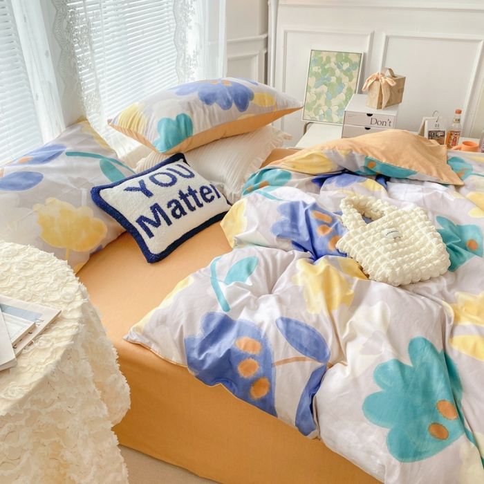 91家纺网 家纺一手货源 找家纺 黑马家居新款全棉印花喷气12868套件-单被套叶语