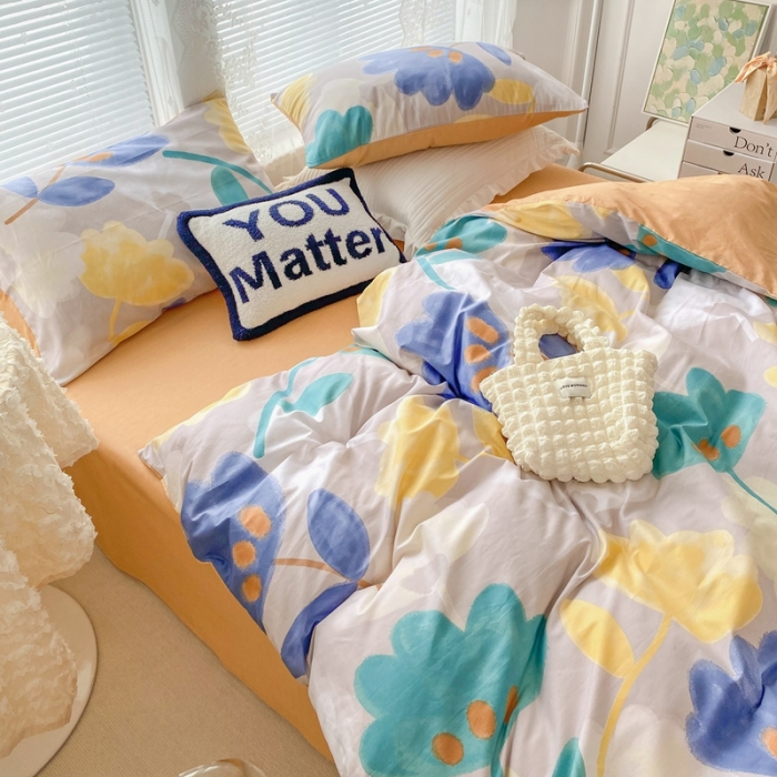 91家纺网 家纺一手货源 找家纺 黑马家居新款全棉印花喷气12868套件-单被套叶语