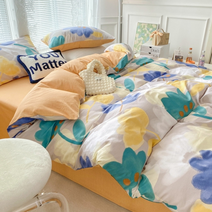 91家纺网 家纺一手货源 找家纺 黑马家居新款全棉印花喷气12868套件-单被套叶语