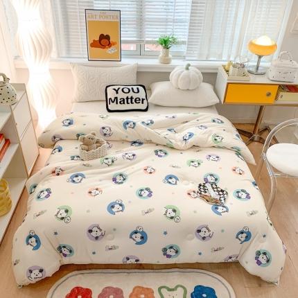 91家纺网 家纺一手货源 找家纺 2022新款针织棉夏被春秋被冬被 小萌狗-白