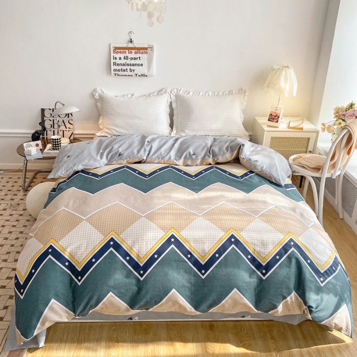 91家纺网 家纺一手货源 找家纺 黑马家居新款全棉印花喷气12868套件-单被套加州