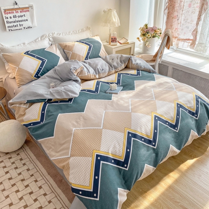 91家纺网 家纺一手货源 找家纺 黑马家居新款全棉印花喷气12868套件-单被套加州