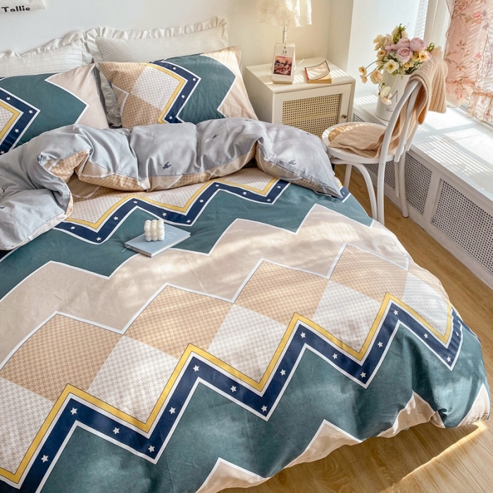 91家纺网 家纺一手货源 找家纺 黑马家居新款全棉印花喷气12868套件-单被套加州