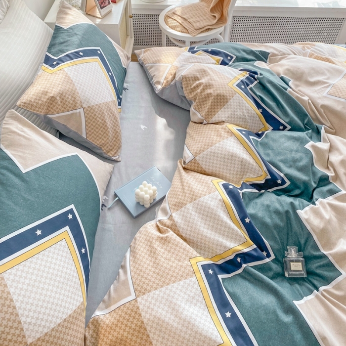 91家纺网 家纺一手货源 找家纺 黑马家居新款全棉印花喷气12868套件-单被套加州