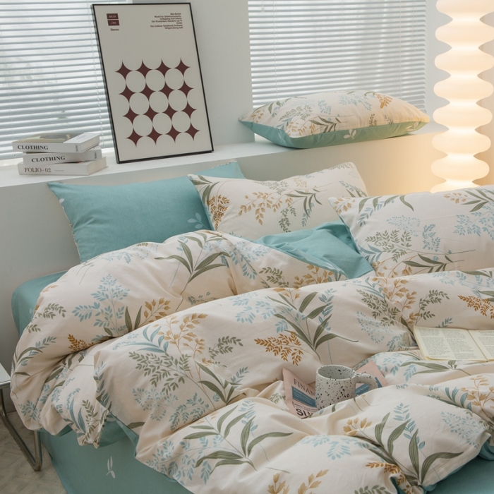 91家纺网 家纺一手货源 找家纺 黑马家居新款全棉印花喷气12868套件-单被套江南