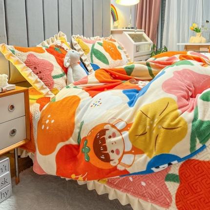 91家纺网 家纺一手货源 找家纺 （总）索飞特 2023新款牛奶绒夹棉绗缝床盖三件套四件套