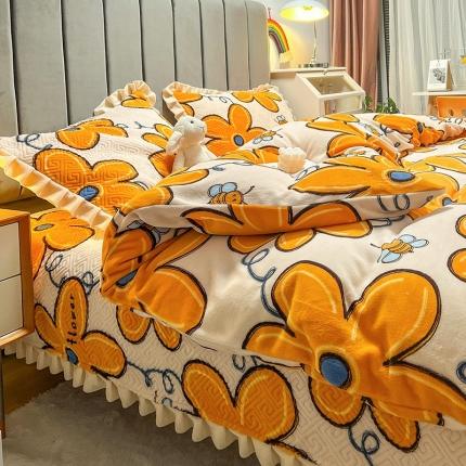 91家纺网 家纺一手货源 找家纺 （总）索飞特 2023新款牛奶绒夹棉绗缝床盖三件套四件套