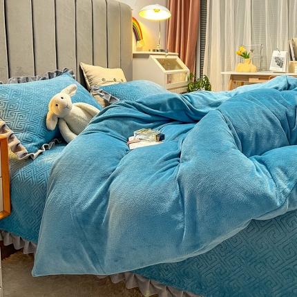 91家纺网 家纺一手货源 找家纺 （总）索飞特 2023新款牛奶绒夹棉绗缝床盖三件套四件套