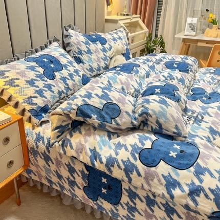 91家纺网 家纺一手货源 找家纺 （总）索飞特 2023新款牛奶绒夹棉绗缝床盖三件套四件套