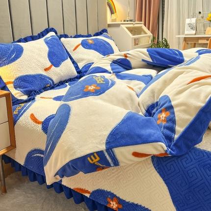 91家纺网 家纺一手货源 找家纺 （总）索飞特 2023新款牛奶绒夹棉绗缝床盖三件套四件套