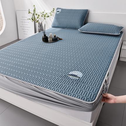 91家纺网 家纺一手货源 找家纺 好眠好梦 2023A类乳胶凉席-富士山床笠款 富士山-宾利蓝