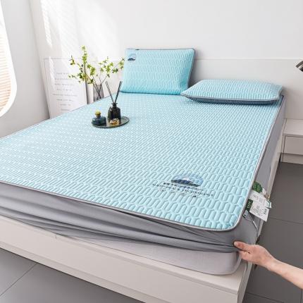 91家纺网 家纺一手货源 找家纺 好眠好梦 2023A类乳胶凉席-富士山床笠款 富士山-天空蓝