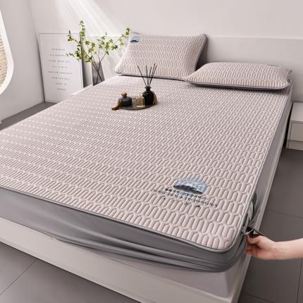 91家纺网 家纺一手货源 找家纺 好眠好梦 2023A类乳胶凉席-富士山床笠款 富士山-珍珠灰