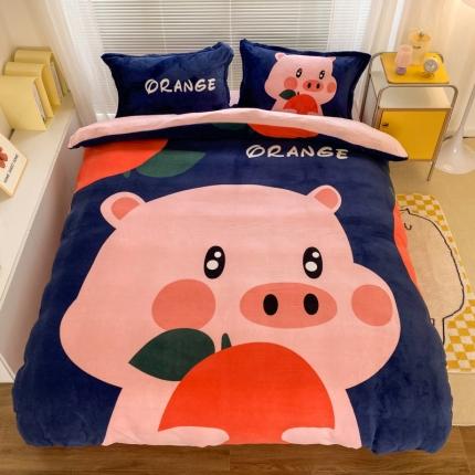 91家纺网 家纺一手货源 找家纺 （总）慕尚 2022爆款大版高克重印花牛奶绒四件套