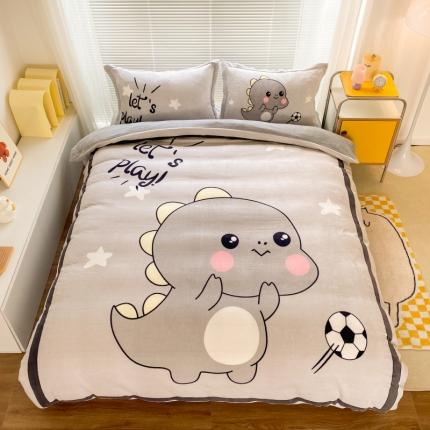 91家纺网 家纺一手货源 找家纺 （总）慕尚 2022爆款大版高克重印花牛奶绒四件套