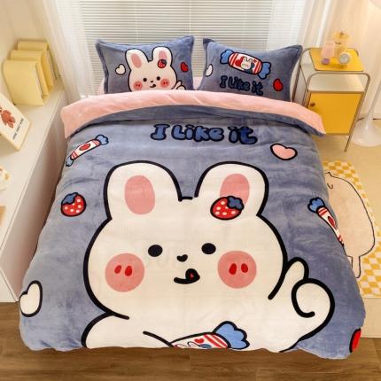 91家纺网 家纺一手货源 找家纺 （总）慕尚 2022爆款大版高克重印花牛奶绒四件套