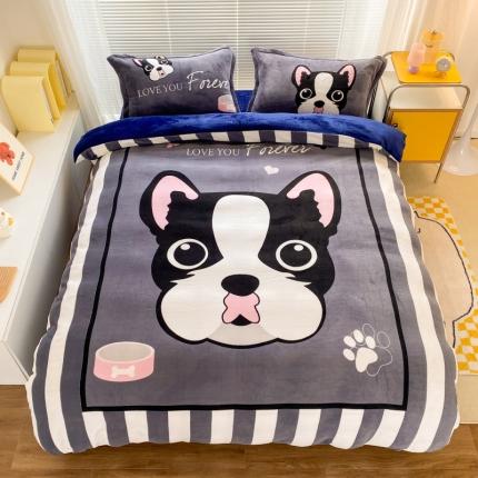 91家纺网 家纺一手货源 找家纺 （总）慕尚 2022爆款大版高克重印花牛奶绒四件套