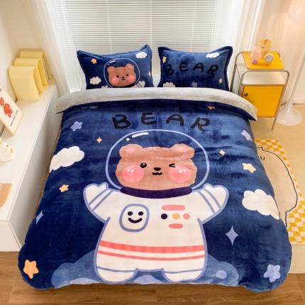 91家纺网 家纺一手货源 找家纺 （总）慕尚 2022爆款大版高克重印花牛奶绒四件套