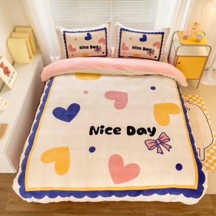 91家纺网 家纺一手货源 找家纺 （总）慕尚 2022爆款大版高克重印花牛奶绒四件套