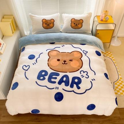 91家纺网 家纺一手货源 找家纺 （总）慕尚 2022爆款大版高克重印花牛奶绒四件套