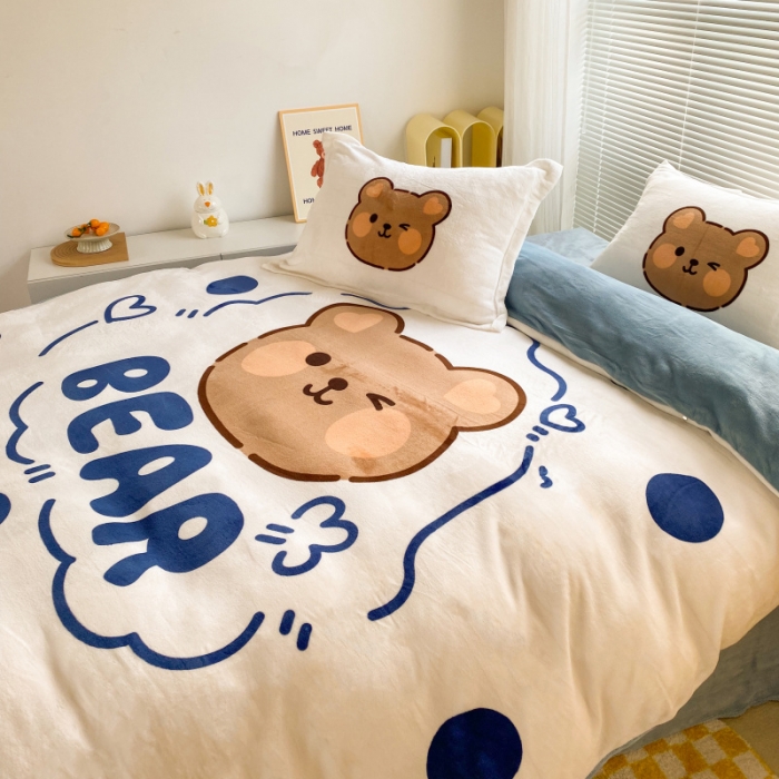 91家纺网 家纺一手货源 找家纺 （总）慕尚 2022爆款大版高克重印花牛奶绒四件套