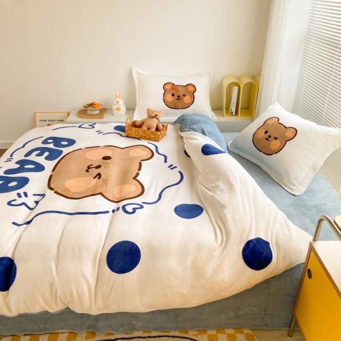 91家纺网 家纺一手货源 找家纺 （总）慕尚 2022爆款大版高克重印花牛奶绒四件套