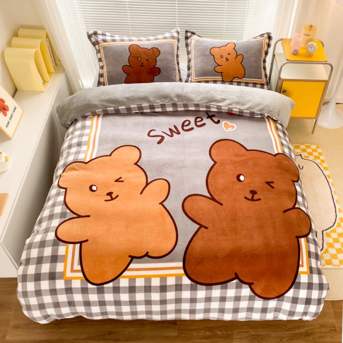 91家纺网 家纺一手货源 找家纺 慕尚 2022爆款大版高克重印花牛奶绒四件套 好朋友