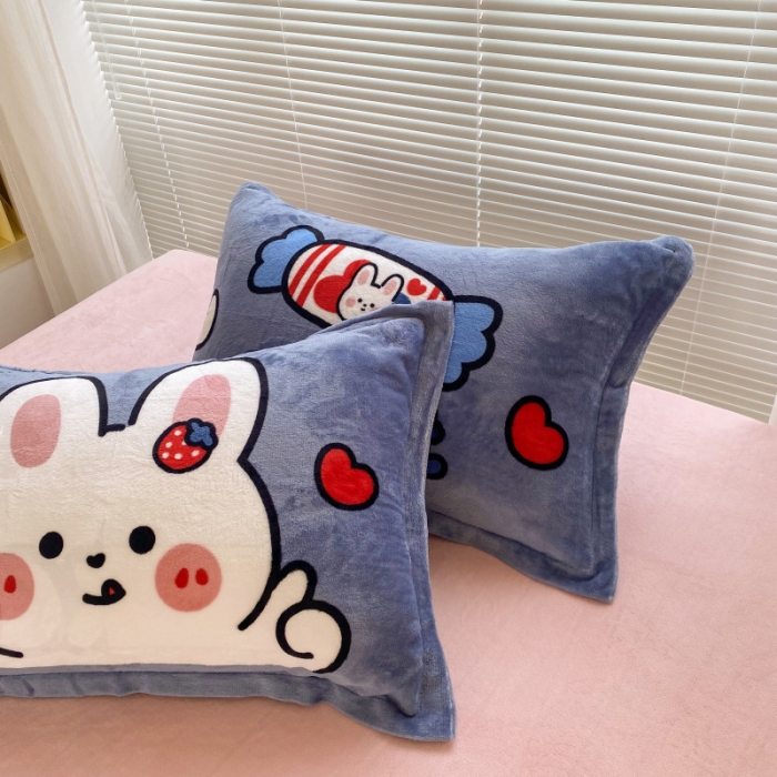 91家纺网 家纺一手货源 找家纺 慕尚 2022爆款大版高克重印花牛奶绒四件套 奶糖兔